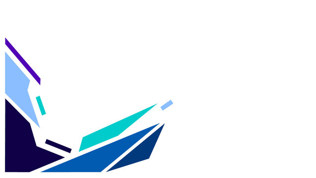 Modern geometric abstract corner composition with sharp angular shapes and bold blue color palette, suitable for professional corporate design and web layouts.