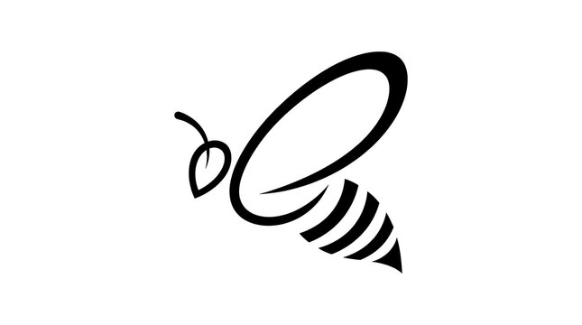 Minimalist black bee silhouette vector logo illustration featuring clean lines and modern graphic design elements