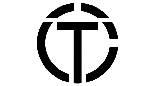 Modern minimalist monogram logo featuring letters t and c inside a circular geometric frame