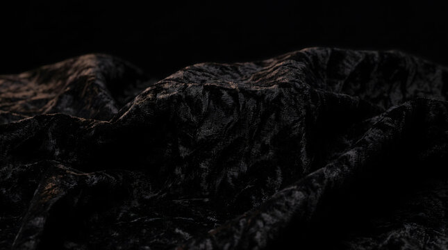 Ultra deep black crushed velvet barely visible highlights texture