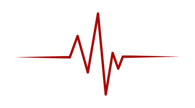 Red heartbeat line vector icon isolated on white background. Medical heart pulse rate wave graph for healthcare concepts. Abstract ECG cardiogram rhythm electronic digital illustration.