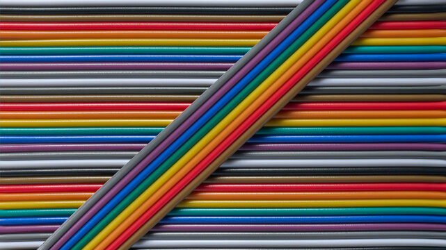 Colorful electrical wire cables diagonal pattern