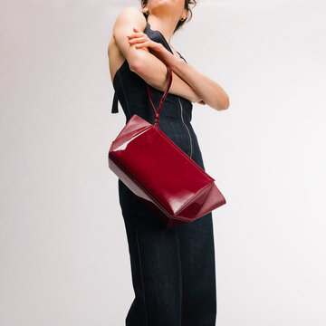 Stylish Red Bag With Denim Outfit