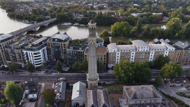 Historic standpipe tower preserving industrial heritage. It is at the London Museum of Water and Steam in Brentford.
