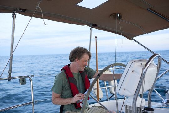 Happy man sailing