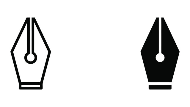 Black and white calligraphy pen nib icon