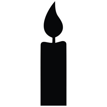 Black candle silhouette with a single flame for light and ambiance in darkness.