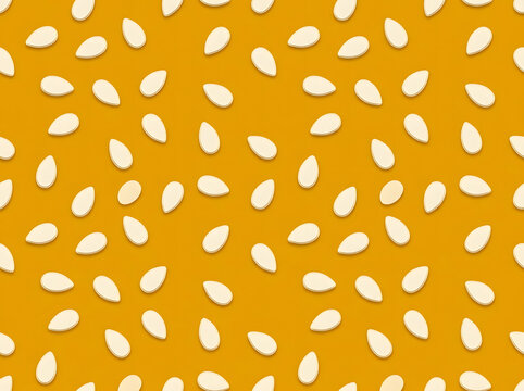 Seamless pattern with sesame seeds on yellow background