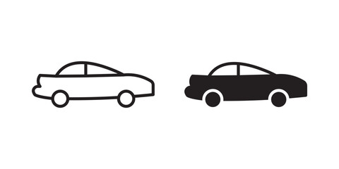 Obraz premium Car side view icon flat outline in black