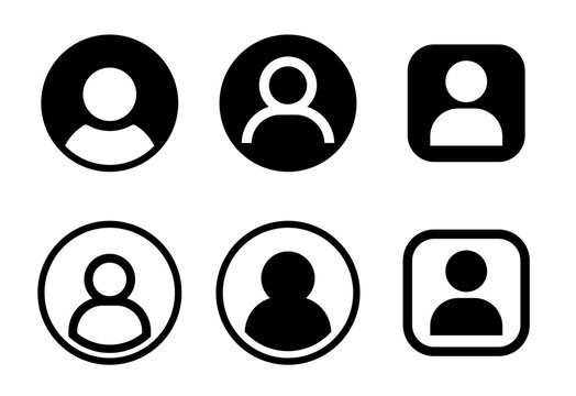 Black and white user profile icon set representing diverse account login types.