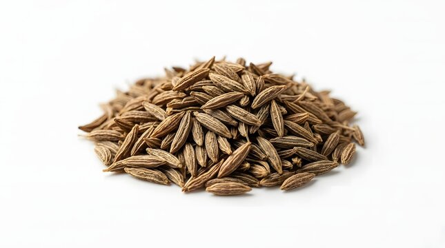 Pile of cumin seeds isolated on a white background for culinary and spice concepts