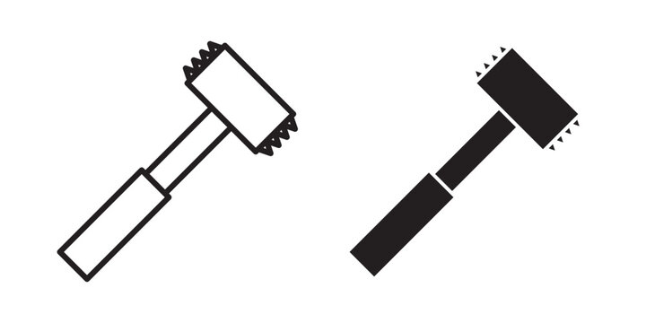 Meat tenderizer icon flat outline in black