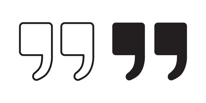 Quote right icon flat outline in black
