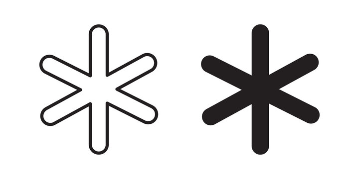 Asterisk icon flat outline in black