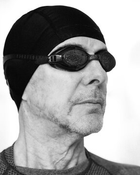 Black and White Portrait of a Swimmer