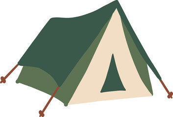 Green camping tent outdoor adventure equipment vector illustration © biby fantie