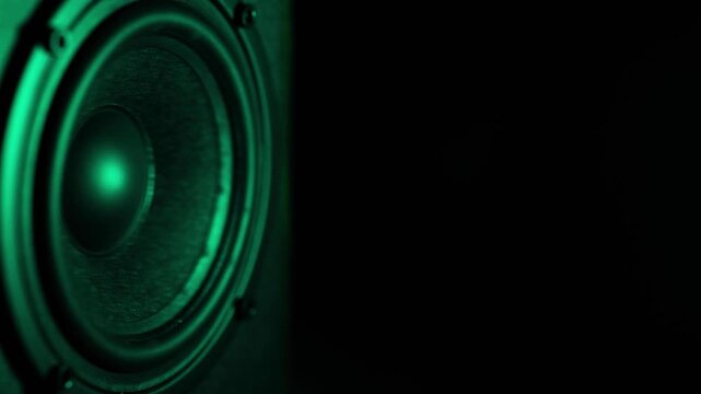 multi coloured macro close up of a speaker with negative space for text