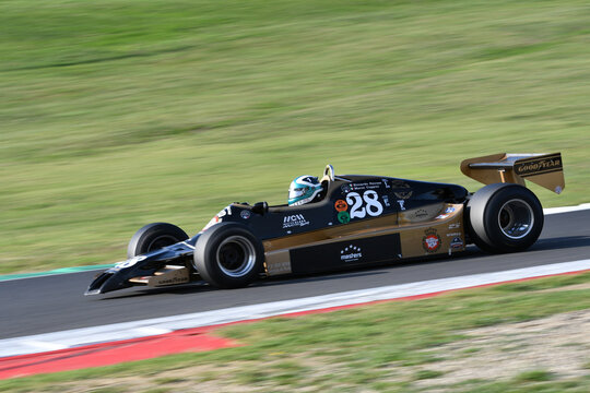 Scarperia, Italy - October 2th 2026: Arrows A1b of year 1979 ex Riccardo Patrese drive by unknown in action during practice session at Mugello Circuit.