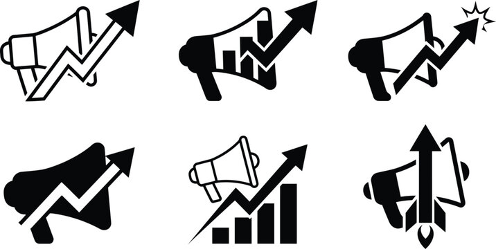 Megaphone Marketing Growth Arrow Business Icon Collection