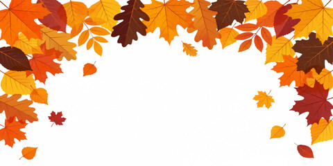 Autumn Leaves Border Vector Background with Copy Space, Colorful Autumnal Maple and Oak Fall Foliage Frame Vector Illustration for Thanksgiving Banner, Poster, Card, and Web Head. © MD SHAHIDUL