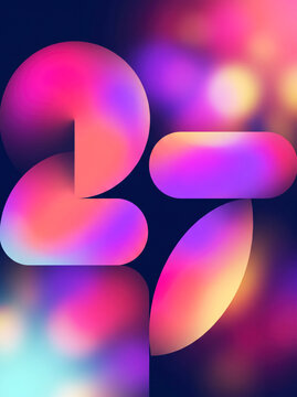 Monumental stacked pink and violet shapes forming New Year 27 dissolving into vivid blurred light