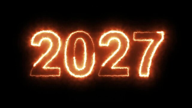 2027 New Year celebration, burning hot numbers  (Loop)