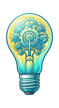 Light bulb filled with gears and cogs detailed vector illustration