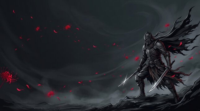 Dark Warrior Silhouette Standing Dramatic Lighting Digital Art Cinematic Composition 4k Wallpaper