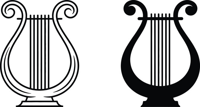 Classical greek musical lyre icon vector illustration