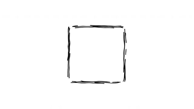Square Frame For Interface Layouts And Content Placement Wiggle Doodle Animation With Alpha Channel. Border Shape And Selection Outline, Transparent Background. 4K Loop Hand Drawn Icon.