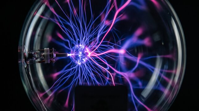 Electric filaments converge at the plasma globe core