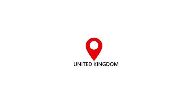 Unted kingdom Location Pin Icon on White Background &ndash; Red Map Marker Symbol.