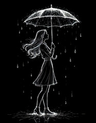 Fototapeta premium girl with umbrella in rain
