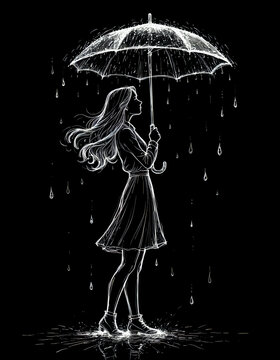 girl with umbrella in rain