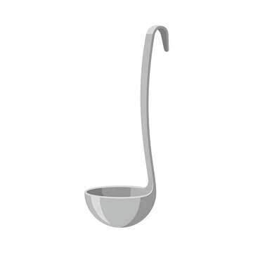 Gray Soup Ladle Illustration Isolated on White