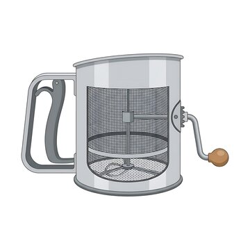 Stainless steel manual flour sifter illustration isolated on white