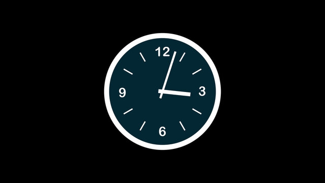 Minimalist analog clock face with dark navy blue background and white circular border features hour and minute hands indicating three o'clock for time management.