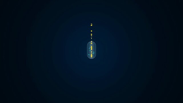 Abstract glowing blue capsule shape with subtle light effects on dark background motion graphic element