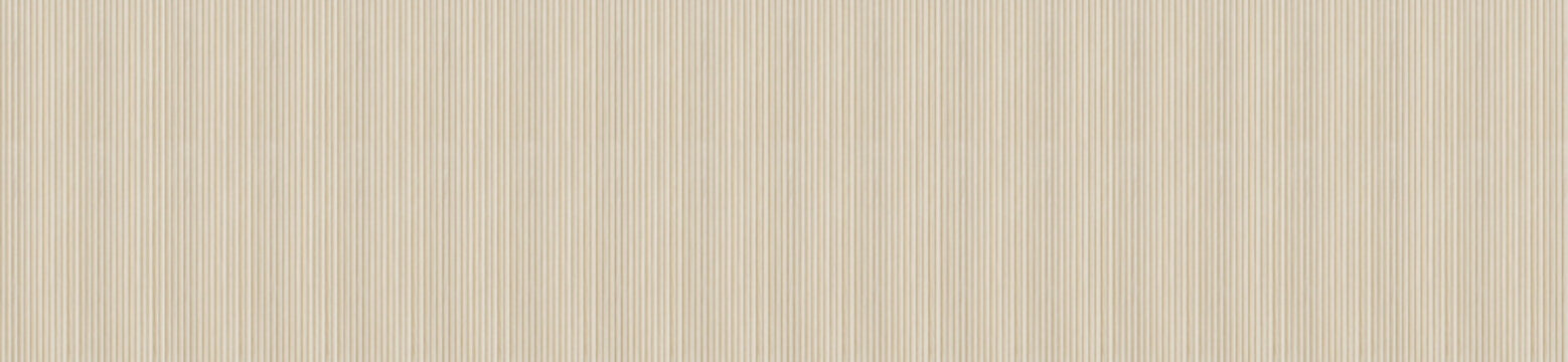 Seamless beige vertical fluted wood slat panel texture with fine parallel line pattern details