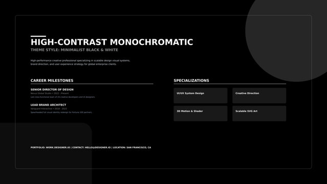 Bold resume layout featuring marcus kane creative director profile with selected clients list and manifesto in yellow and black colors