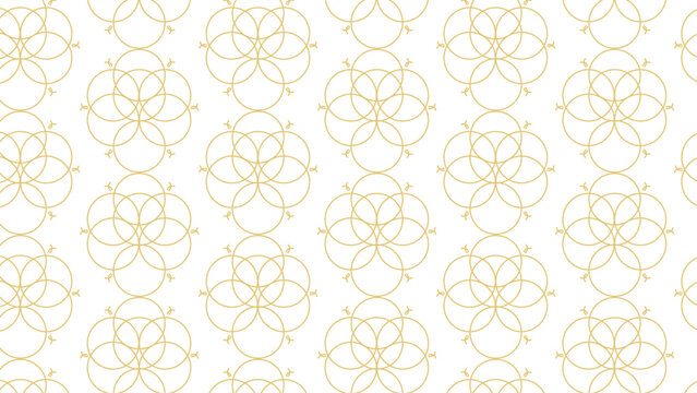 Gold Line Art Circular Mandala Seamless Geometric Pattern Flat Vector Illustration   