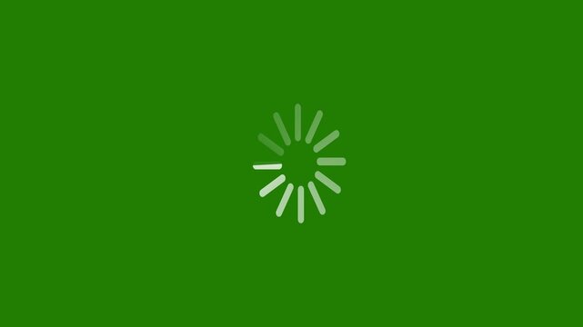 Green screen dashed loading circle spinner