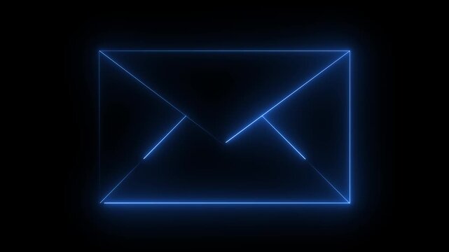 neon blue color message icon animation with black background. motion graphic of glowing neon message icon concept.