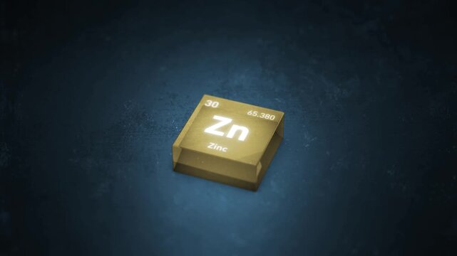 Chemical Element Zinc Zn Animation. Periodic Table Series.