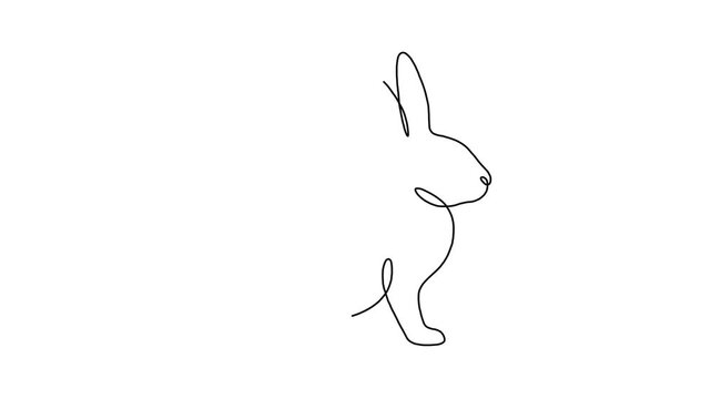 Minimalist Continuous Line Art Vector Illustration of a Rabbit Sitting