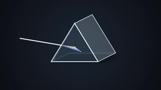 Light dispersion through triangular glass prism optics physics experiment illustration vector spectrum refraction concept