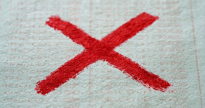 Red X Mark on Multiple Choice Test