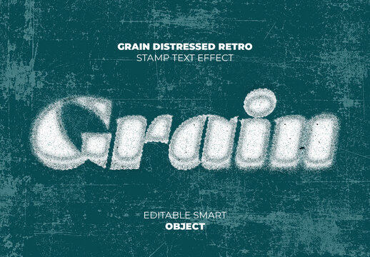 Grain Distressed Retro Stamp Text Effect