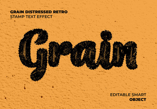 Grain Distressed Retro Stamp Text Effect