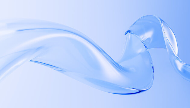 3d glass abstract shape in form of wave. 3d rendering water splash background.